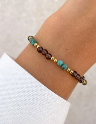 Bracelet on rubber band agate mossy with hematite - abundance, confidence, optimism