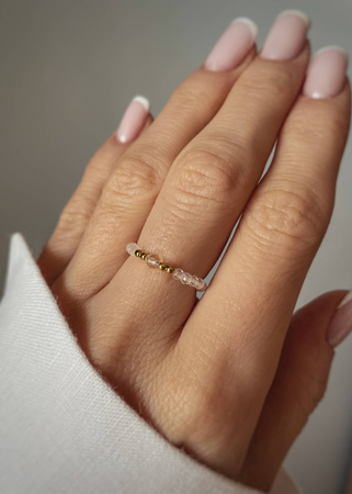 Pierścionek Elastyczny Kamienie Naturalne Kryształ Górski