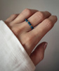 Elastic ring with natural lapis lazuli stones
