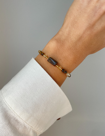 Bransoletka na nici z tygrysim okiem i cytrynem - odwaga, dobrobyt, szczęście