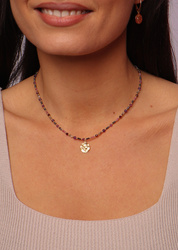 Necklace zodiac sign aries natural stones Gold-Plated with a pendant