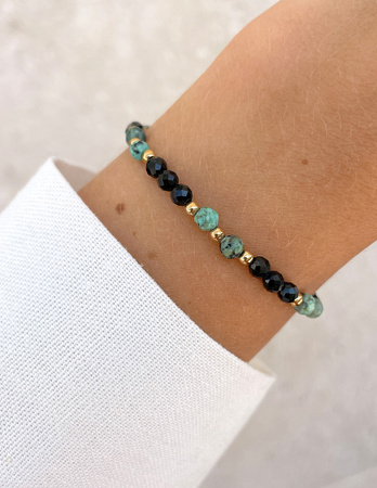 Talizman - czarny turmalin, turkus afrykański, hematyt - ochrona, spokój, szczęście i dobrobyt