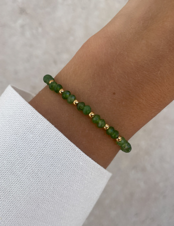 Bransoletka na gumce jadeit zielony - szczęście, pomyślność, spełnienie marzeń