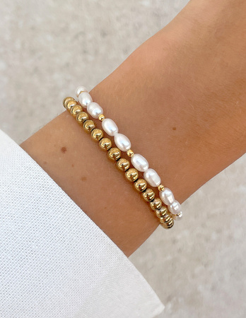 Bransoletki na gumce - perły Bella z hematytem