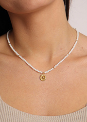 Necklace made of natural stones dendritic agate gold-plated toggle with a pendant