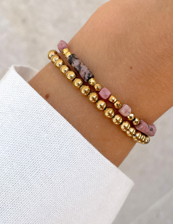 Bransoletki na gumce - rodonit z hematytem