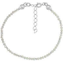 Bransoletka srebrna z kamieni naturalnych muszla biała 2 mm