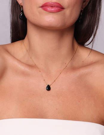 Necklace made of natural stones dendritic agate gold-plated toggle with a pendant