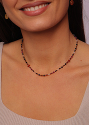 Necklace Leo Zodiac Sign Natural Stones Gold-Plated