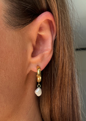 3 cm gold-plated, faceted hoop earrings