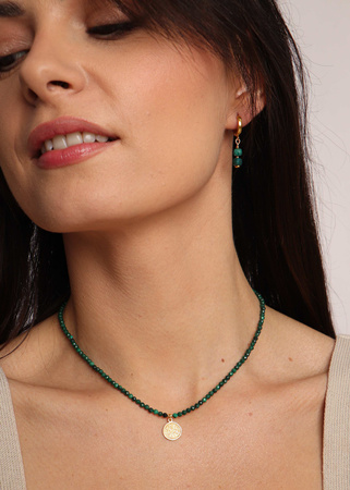 Naszyjnik z kamieni naturalnych Malachit z zawieszką