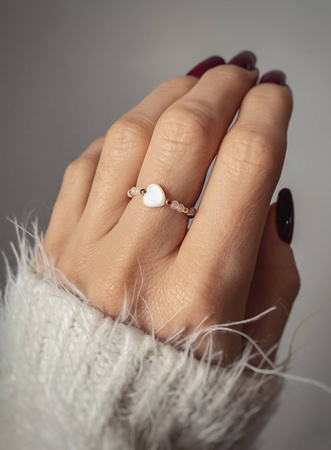 Elastic Ring Natural Stones Rose Quartz, Rhodochrosite, Mother of Pearl