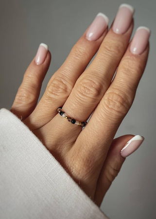 Pierścionek Elastyczny Kamienie Naturalne Kryształ Górski, Spinel, Kwarc Dymny