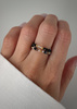 Set of Three Elastic Natural Stone Rings - Champagne Cubic Zirconia and Rhodonite