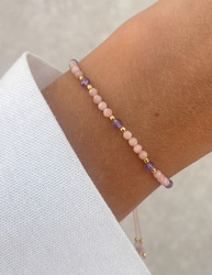 Bracelet Natural Stones Rose Quartz and Rhodochrosite