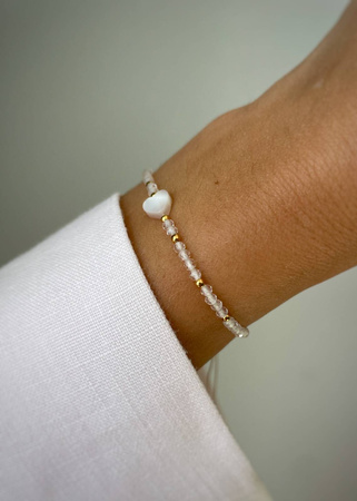 Bracelet and Ring Set - Rose Quartz, Rhodochrosite and Mother of Pearl