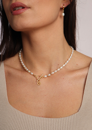 Naszyjnik Perły Naturalne "Anna" Pozłacany z Zawieszką