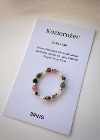 Pierścionek elastyczny znak zodiaku Koziorożec pozłacany