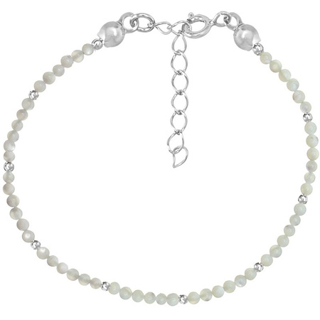 Bransoletka srebrna z kamieni naturalnych muszla biała 2 mm