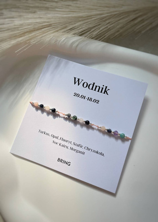 Bransoletka znak zodiaku Wodnik srebrne kulki