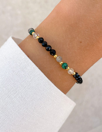 Talizman - czarny turmalin, malachit, cytryn, labradoryt, hematyt - ochrona i dobrobyt