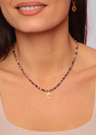 Naszyjnik rodonit z zawieszką