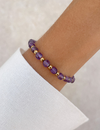 Bransoletka na gumce z ametystu z hematytem - ochrona, koncentracja, sukces