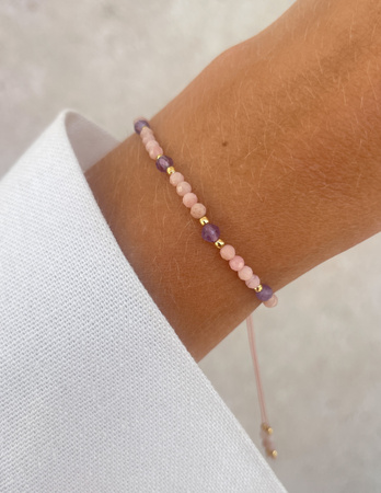 Bracelet Natural Stones Rose Quartz and Rhodochrosite
