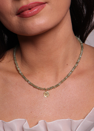 Naszyjnik jadeit jasny zielony z zawieszką