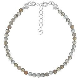 Bransoletka srebrna z kamieni naturalnych agat botswana 3mm