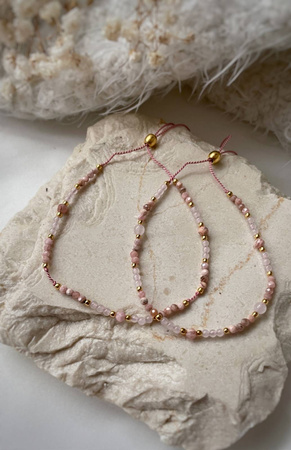 Bracelet Natural Stones Rose Quartz and Rhodochrosite