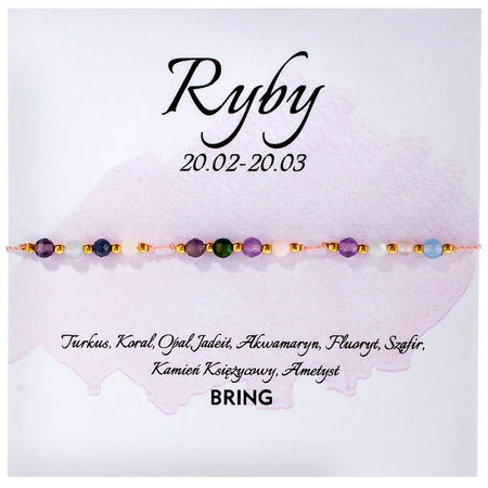 Bransoletka znak zodiaku Ryby pozłacane kulki