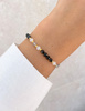 Bracelet on rubber band agate mossy with hematite - abundance, confidence, optimism