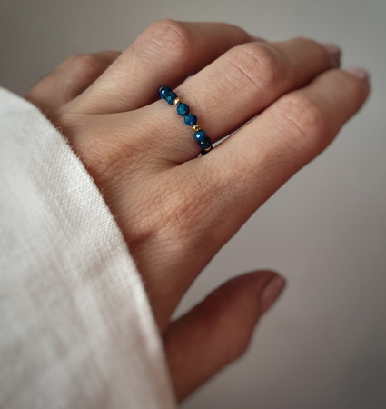 Pierścionek elastyczny kamienie naturalne lapis lazuli