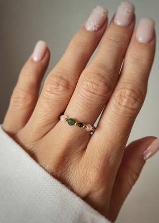 Pierścionek elastyczny znak zodiaku Koziorożec pozłacany