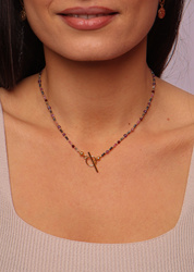 Necklace zodiac sign aries natural stones gold-plated with toggle