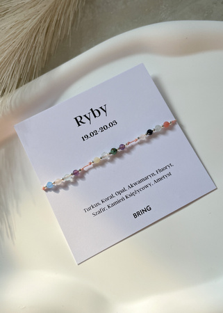 Bransoletka znak zodiaku Ryby srebrne kulki