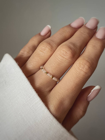 Pierścionek Elastyczny Kamienie Naturalne Kryształ Górski