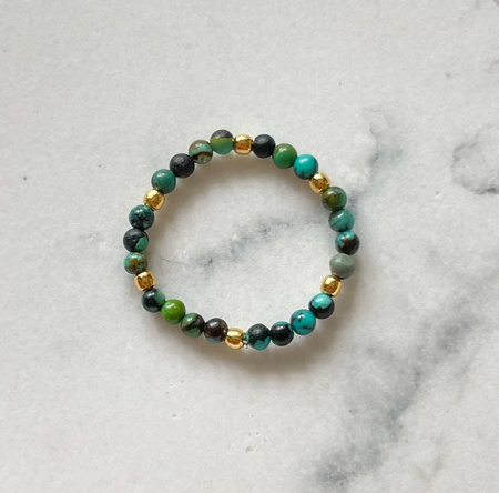 Pierścionek elastyczny kamienie naturalne turkus afrykański