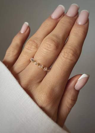 Pierścionek Elastyczny Kamienie Naturalne Kryształ Górski