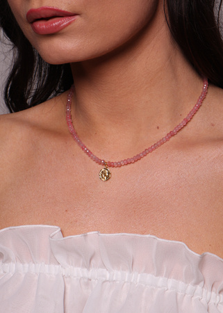 Naszyjnik jadeit różowy z zawieszką