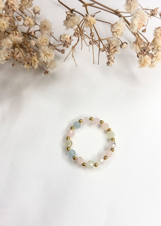 Pierścionek Elastyczny Kamienie Naturalne Morganit