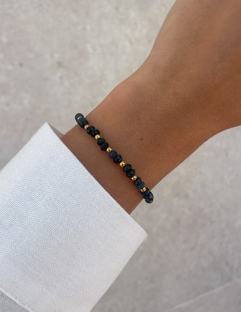 Bransoletka na gumce jadeit granatowy - szczęście, pomyślność, spełnienie marzeń