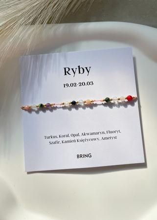 Bransoletka znak zodiaku Ryby pozłacane kulki