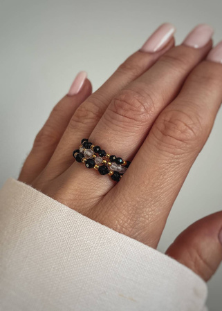 Zestaw Trzech Pierścionków Elastycznych z Kamieni Naturalnych