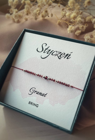 Bransoletka Kamień Urodzeniowy - Styczeń srebrna