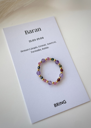 Pierścionek elastyczny znak zodiaku Baran pozłacany