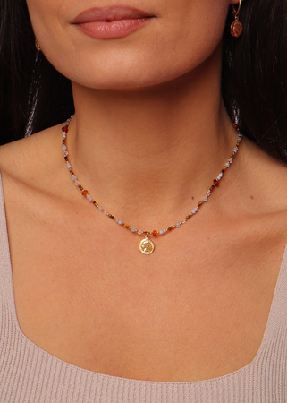 Naszyjnik Znak Zodiaku Bliźnięta Kamienie Naturalne z Zawieszką