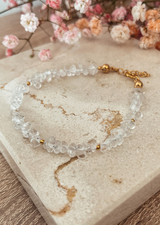 Bransoletka pozłacana z kamieni naturalnych Kryształ Górski sieczka