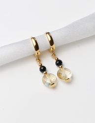3 cm gold-plated, faceted hoop earrings